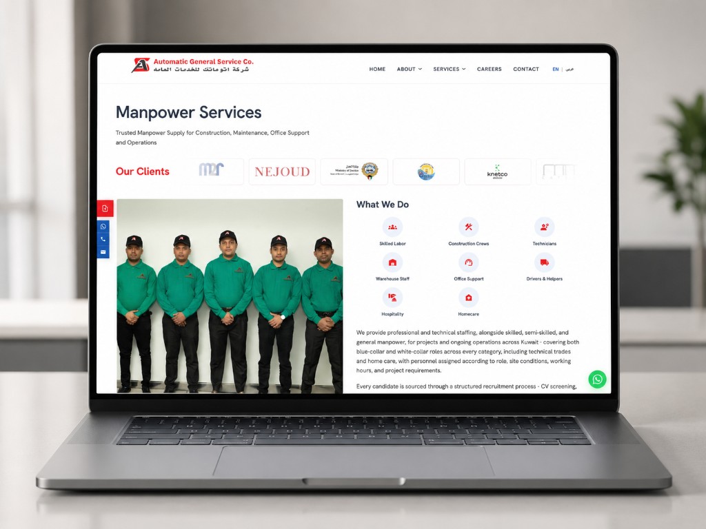 Automatic General Services Co. Manpower Services page mockup