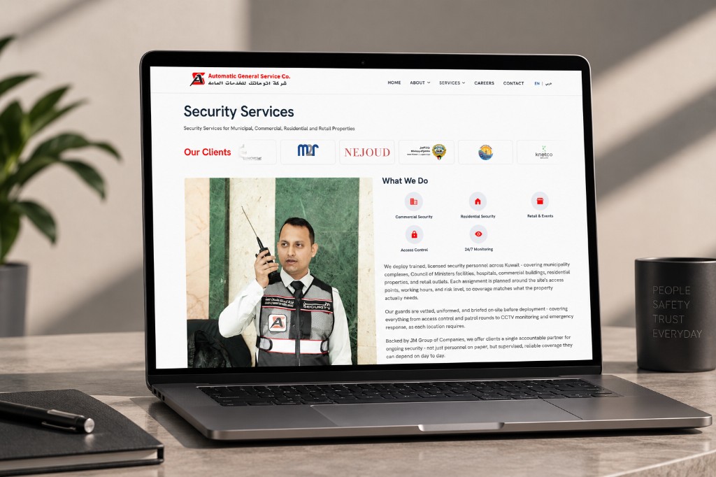 Automatic General Services Co. Security Services page mockup